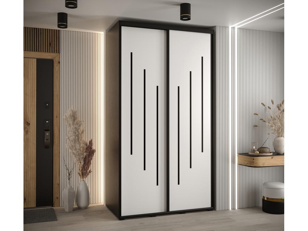 Delimoa 8 Sliding Door Wardrobe 235.2/130/60 2 Doors Black/White/Black 47889GAWJ