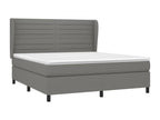 Upholstered bed base with mattress, Dark Grey, 180x200cm, Fabric 50752MXTQ