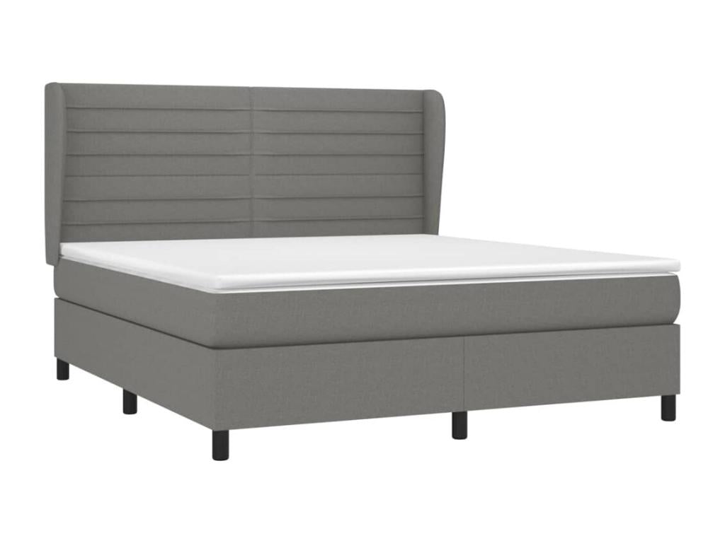 Upholstered bed base with mattress, Dark Grey, 180x200cm, Fabric 50752MXTQ