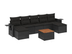 8-piece garden furniture set with cushions, black resin wicker, 53930CEAA