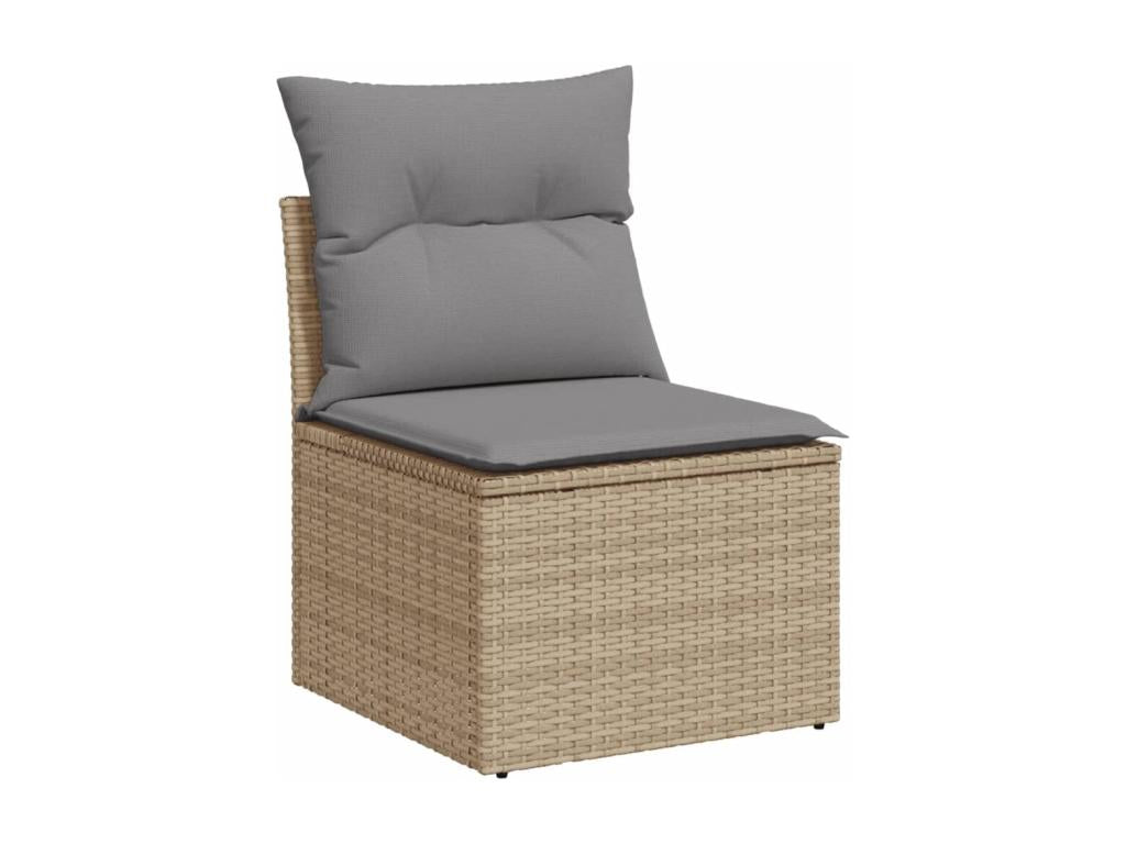 9-piece garden furniture set with cushions, beige wicker resin, 38477FRWR