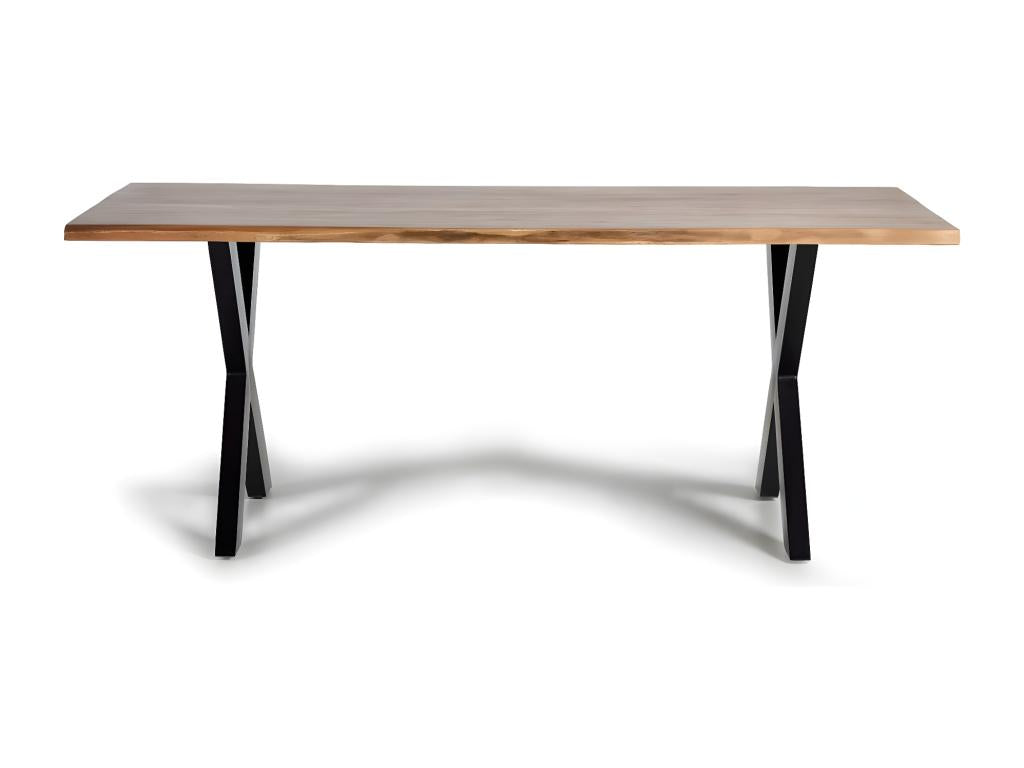 Wood and Metal Dining Table, Brown, 200x100x78cm - Delimoa 26505CCNC