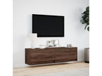 Wall-mounted TV unit with Delimoa LED lighting, brown oak finish, 140x31x38 cm, 27894QQVJ
