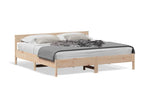 Bed frame with headboard 200x200 cm Solid pine wood 48361DNOP