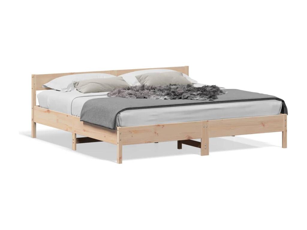 Bed frame with headboard 200x200 cm Solid pine wood 48361DNOP