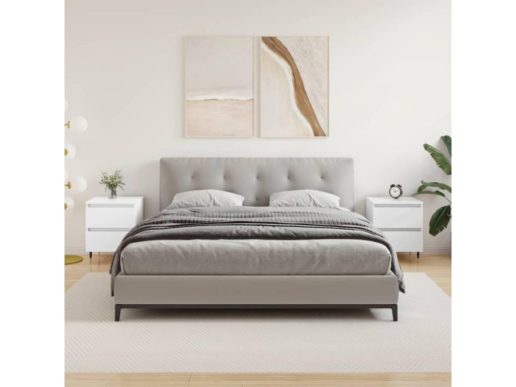 Delimoa Premium - 2-piece bedside tables, glossy white, 40x35x50 cm, 88225UFBF