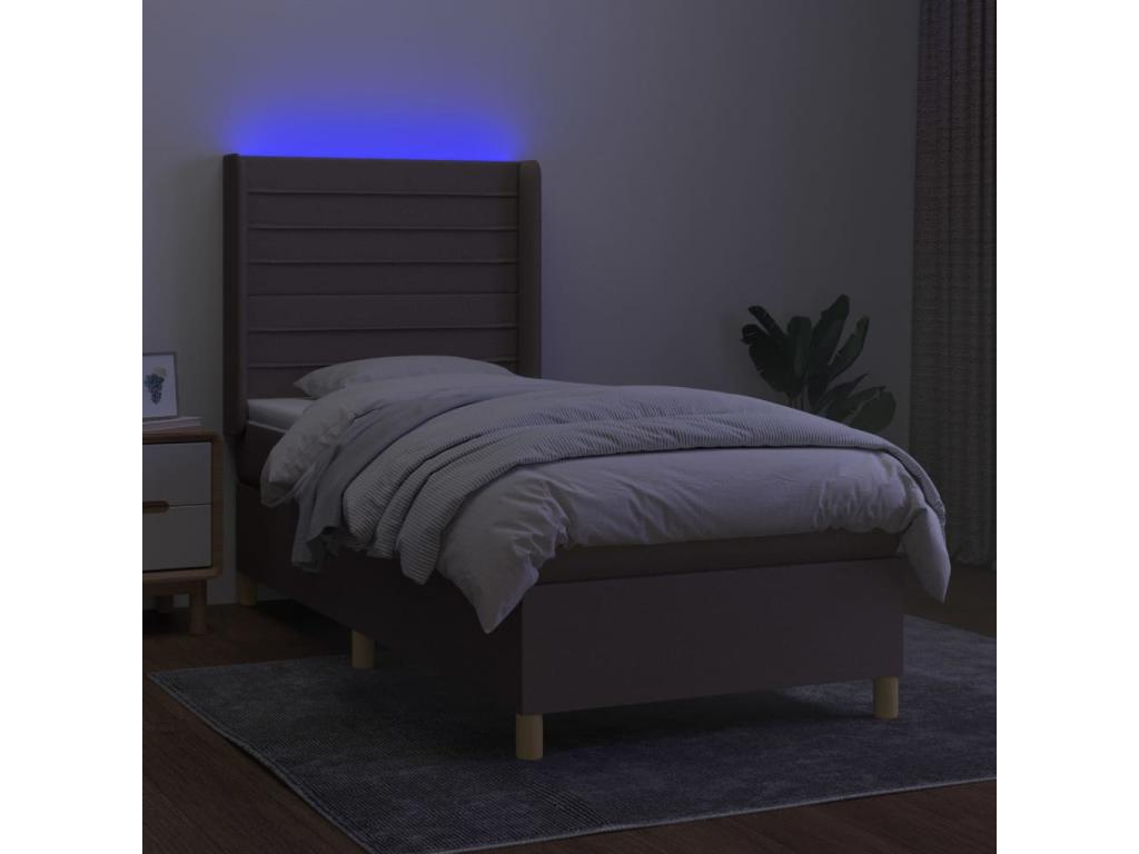 Upholstered bed base with mattress and LED lighting, Delimoa 90x200 cm, Fabric 17943TFAK