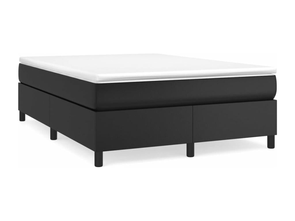Delimoa bed base with mattress, black, 140x190 cm, faux leather, 09459PJLE