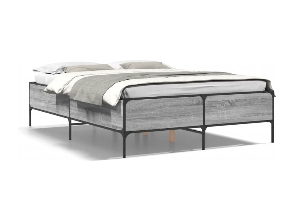 Delimoa grey bed frame 150x200 cm engineered wood and metal 48451MVGY