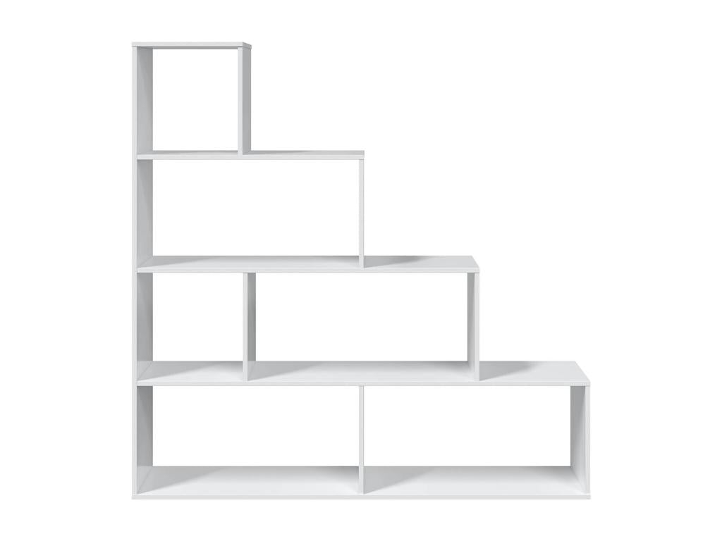 Bookcase with 4 shelves in glossy white melamine - Dimensions 145x145x29 cm 88206AVVW