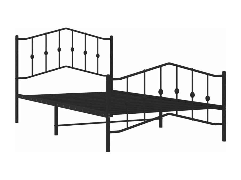 Metal bed frame with headboard and footboard, black, 107x203 cm, 42072UMVM
