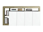 Delimoa - 4-Door White Lacquered Buffet with Wood-Effect Frame and Niches 97855GXZA