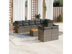 9-piece garden furniture set with grey resin wicker cushions 19874OGIB
