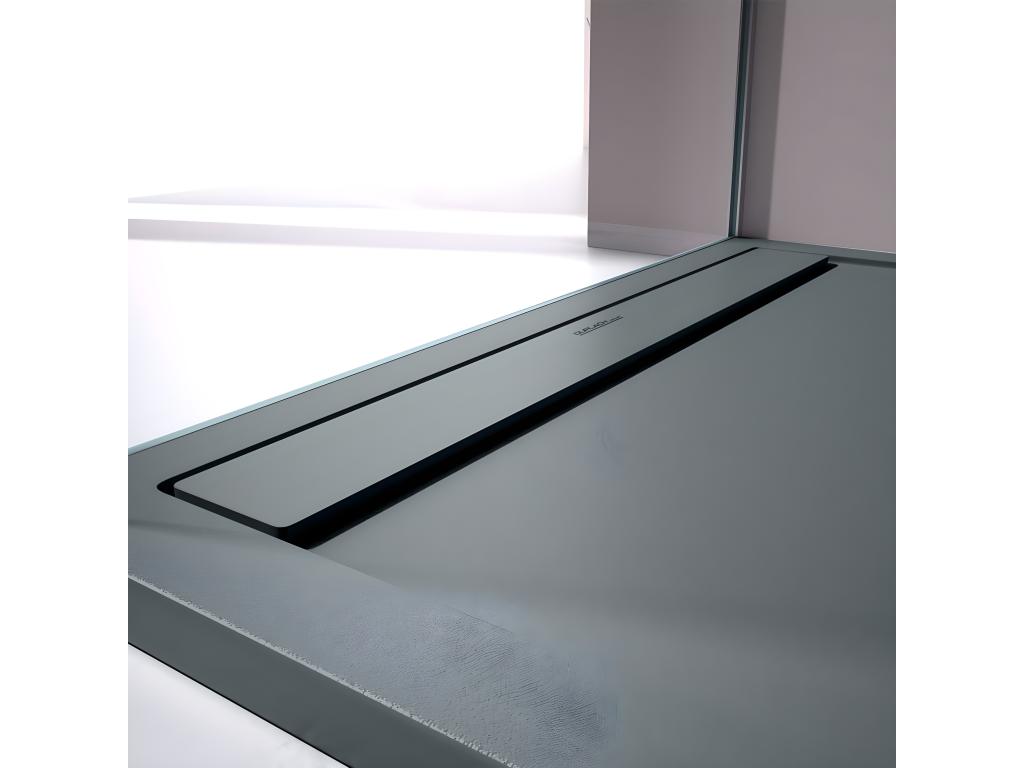 Anthracite shower tray with smooth finish, Delimoa SMART colored grate - 200x90 cm 76616DPTU
