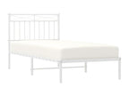 Metal bed frame with white headboard 90x190 59736HNON