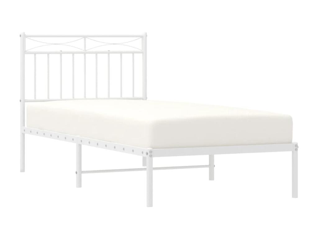 Metal bed frame with white headboard 90x190 59736HNON