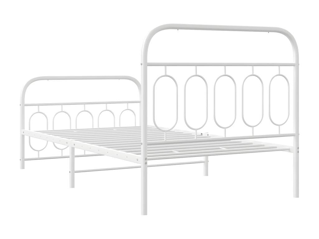 Metal bed frame with white headboard/footboard 100x190cm 22868KQHI