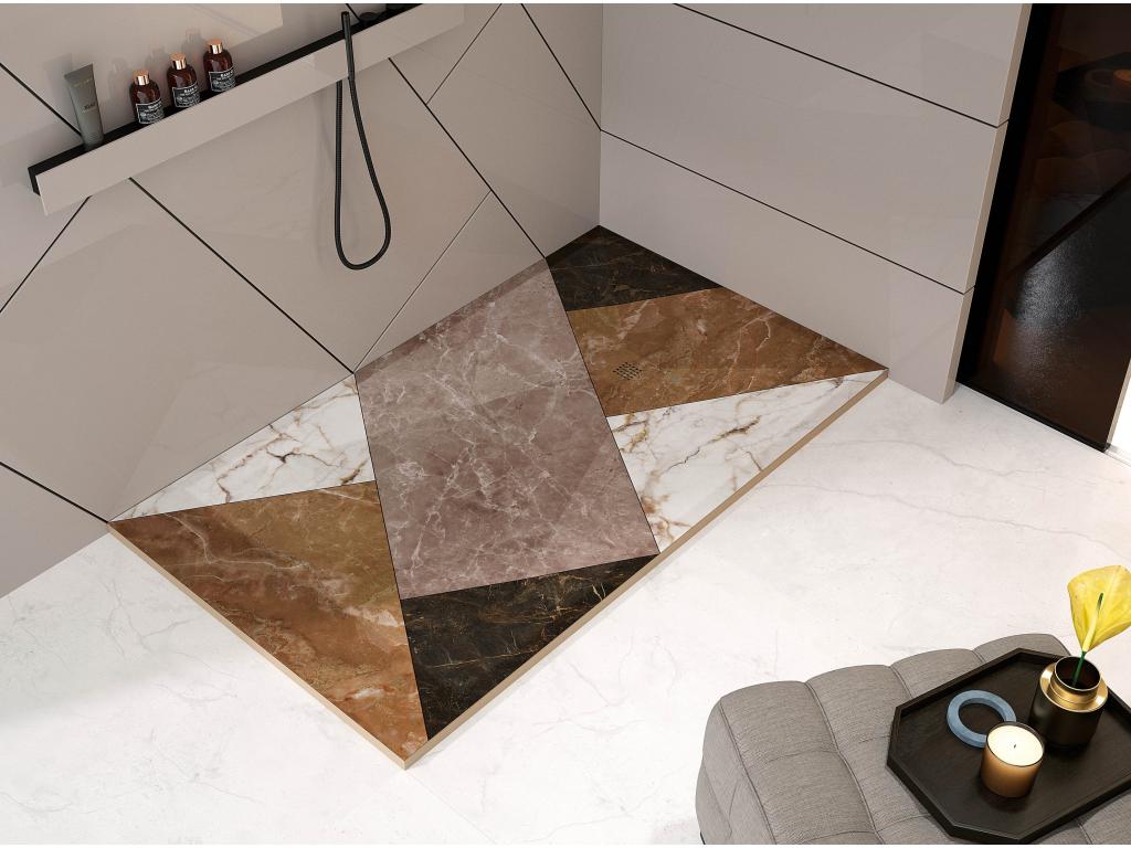 Shower tray 02 Mosaic color, smooth finish, Delimoa 3D color grid - 140x90 cm 37362IHPC