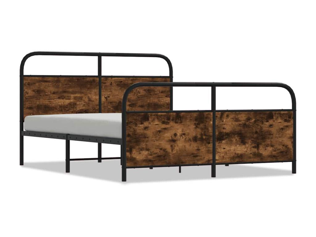 Metal bed frame without mattress, smoked oak, 200x200 cm, 75816TLTI