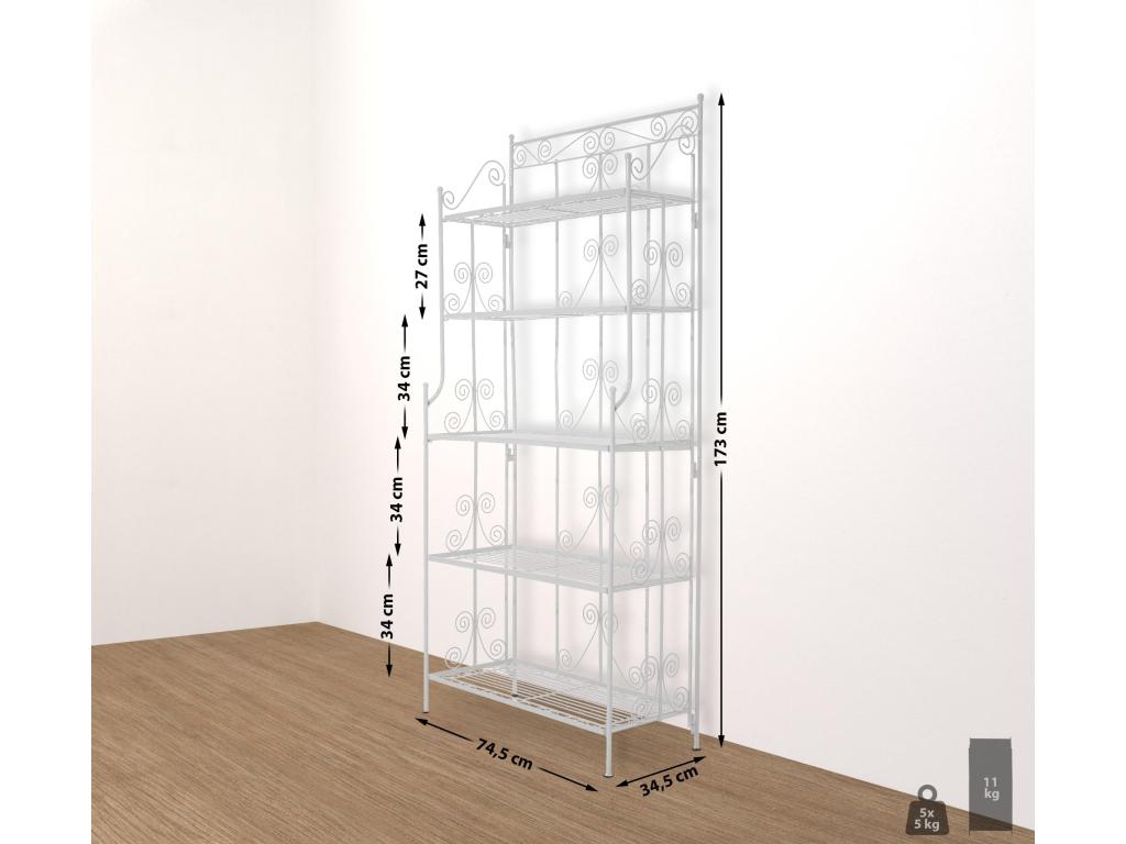 Freestanding shelves - Metal - 74.5x34.5x173cm - White - Delimoa 83850TEXP