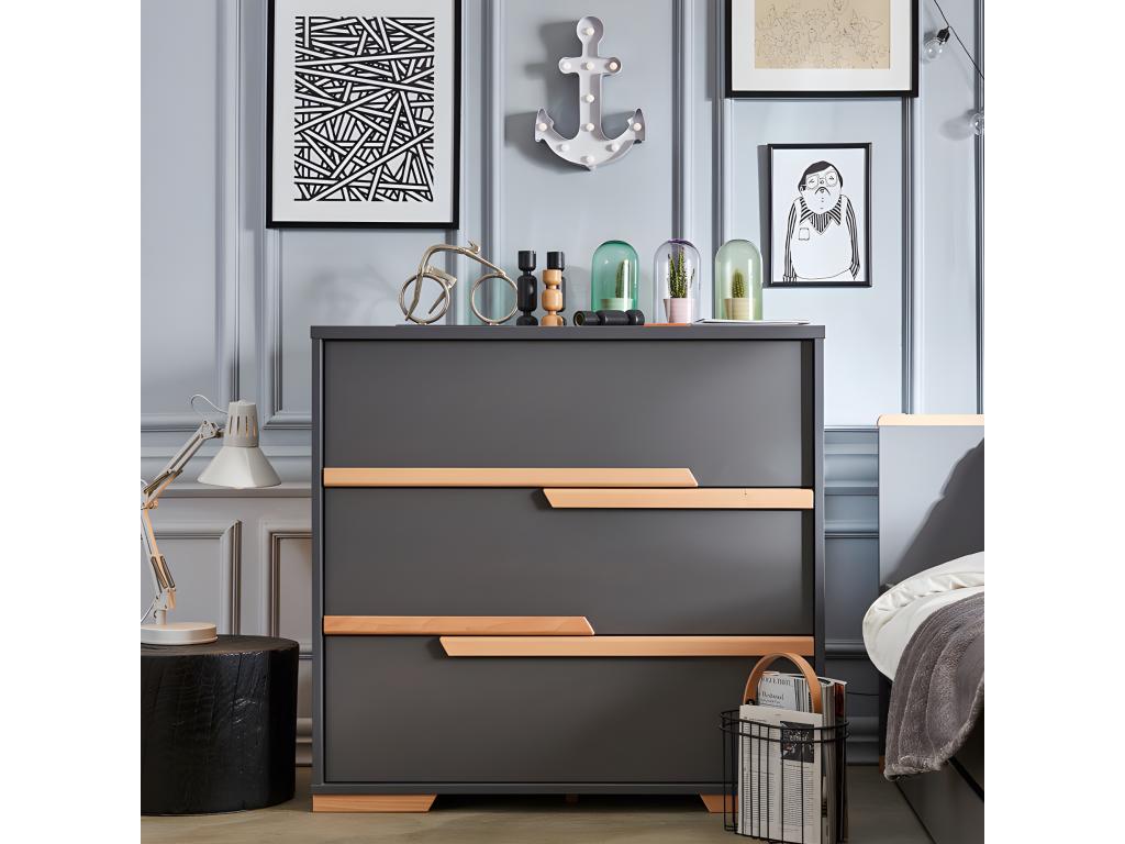 Artanzy 3-drawer chest, Grey and wood, 00343BGLN