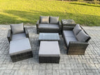 7-Seater Rattan Garden Furniture Set, Garden Sofa and Chair Set, Dark Grey 63870BSLZ