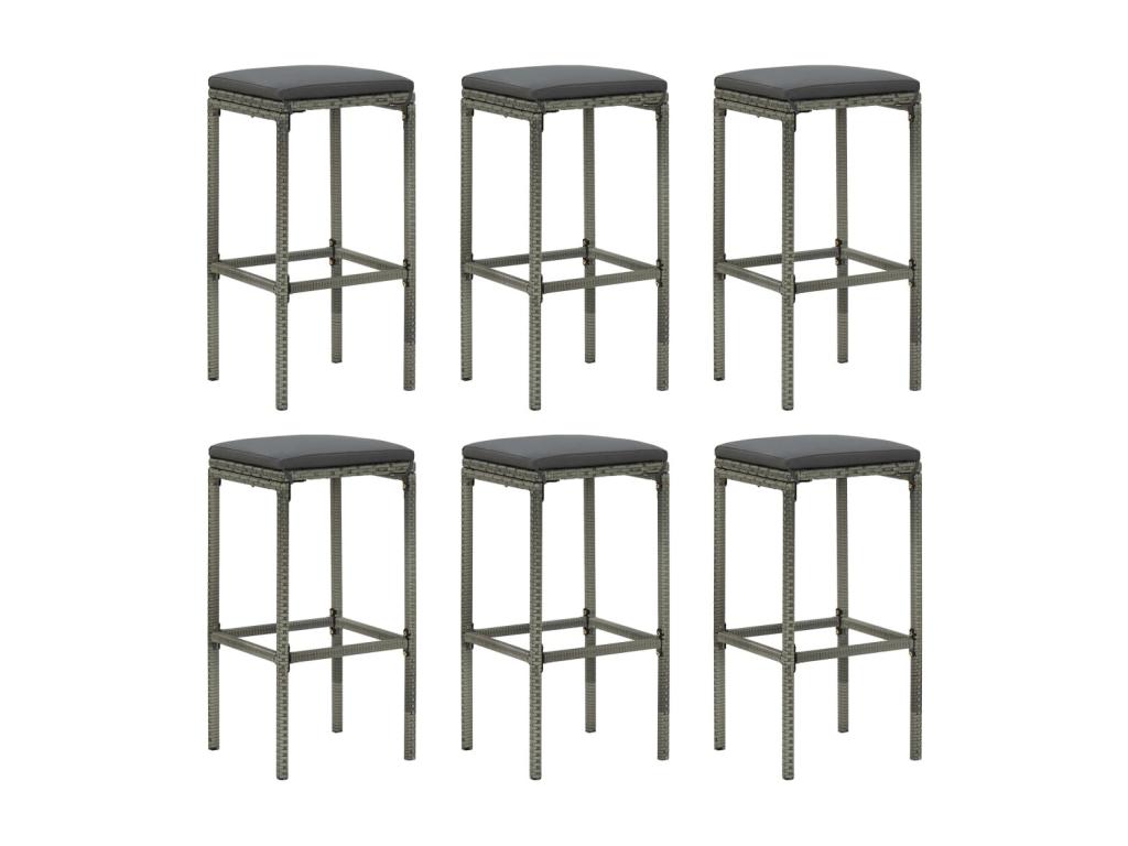 7-piece garden bar set and cushions, Grey Wicker Resin 57928WMYY