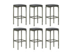7-piece garden bar set and cushions, Grey Wicker Resin 57928WMYY