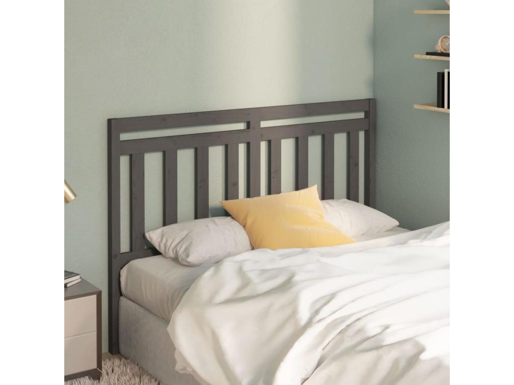 Grey Headboard 156x4x100 Solid Pine Wood 2 22371DPZA
