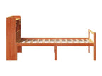 Bookshelf bed without mattress, brown wax finish, 75x190 cm, solid pine, 65324IHWG