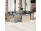12-piece garden furniture set with cushions, beige woven resin, 85975VAPP