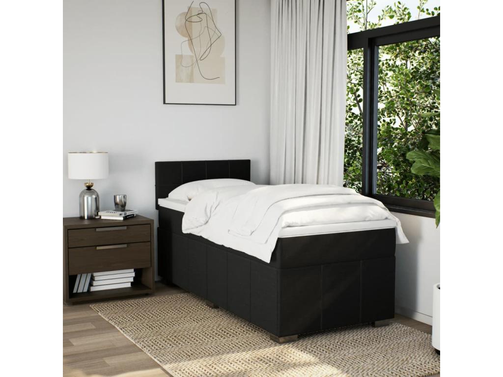 Delimoa bed base with mattress, black, 90x190 cm, fabric, 34524GPCA