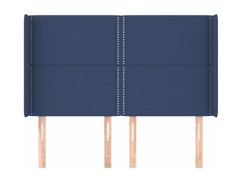 Headboard with wings, blue, 147x16x118/128 cm, fabric, 22563KNCB