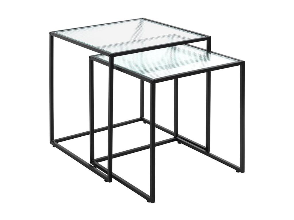Set of 2 side tables in black metal and tempered glass 40647MLUH