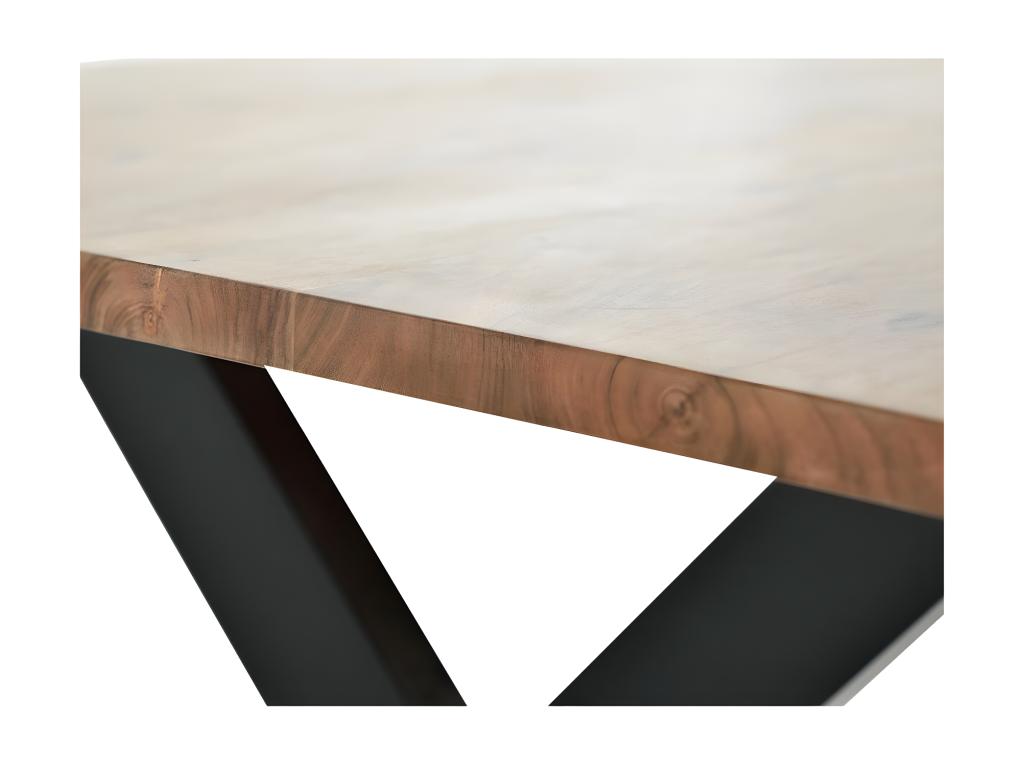 Wood and Metal Dining Table, Brown, 200x100x78cm - Delimoa 26505CCNC
