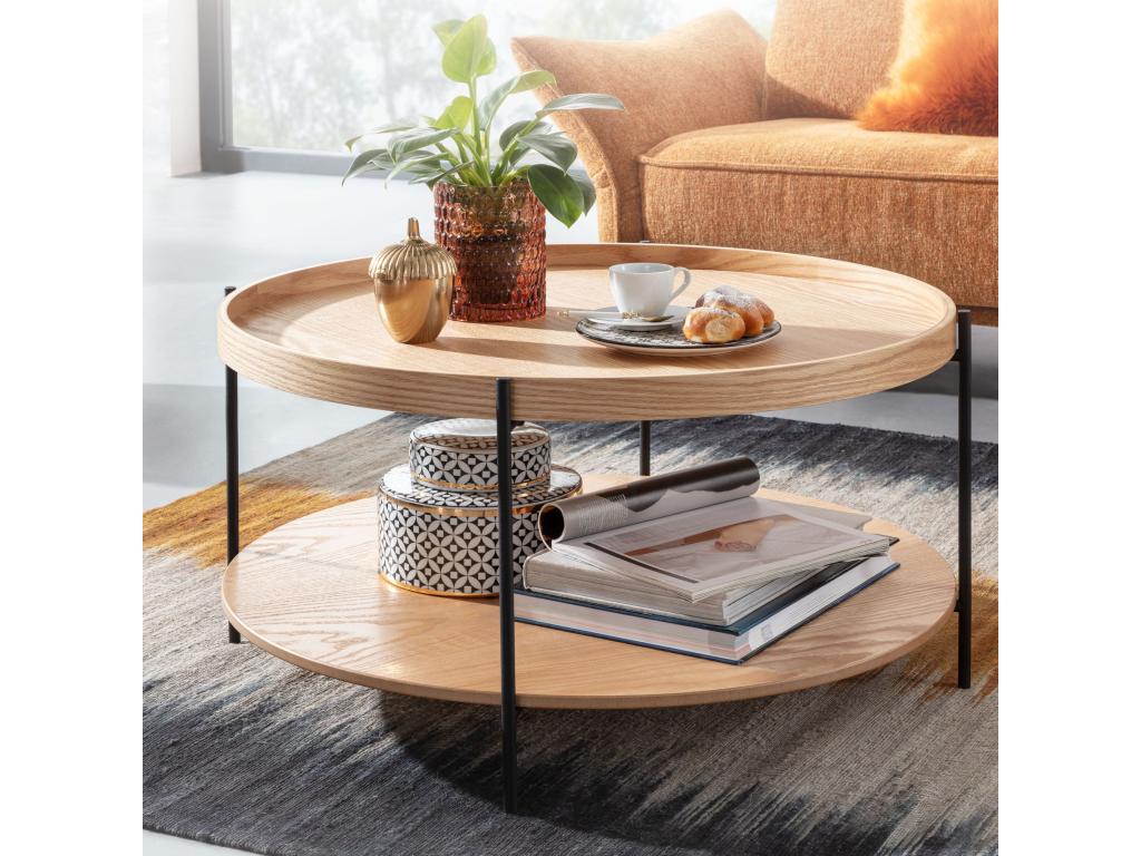 Coffee table 78x78x40 cm around the coffee table in wood and metal 52861BYNJ