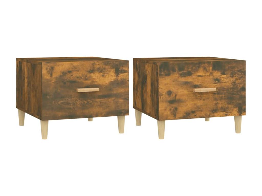 2-piece smoked oak coffee tables, 50x50x40 cm, engineered wood, 01953AUPH