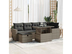 7-piece garden furniture set with cushions, grey woven resin 96416QSZG