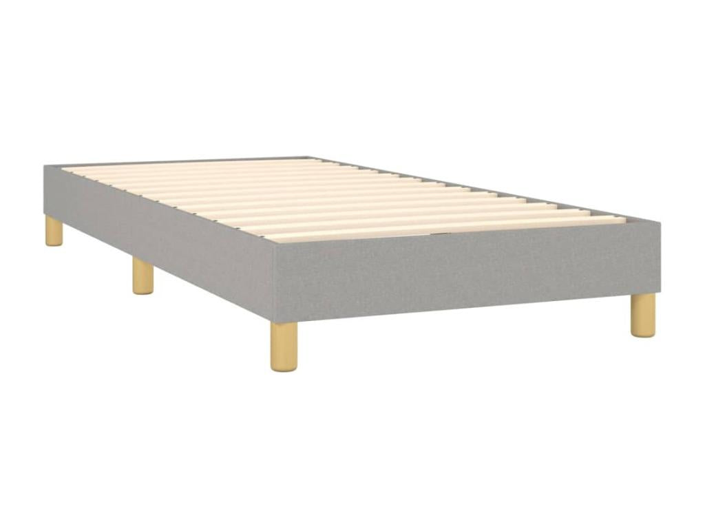 Upholstered bed base with mattress, light grey, 100x200cm, fabric, 48661WTNQ