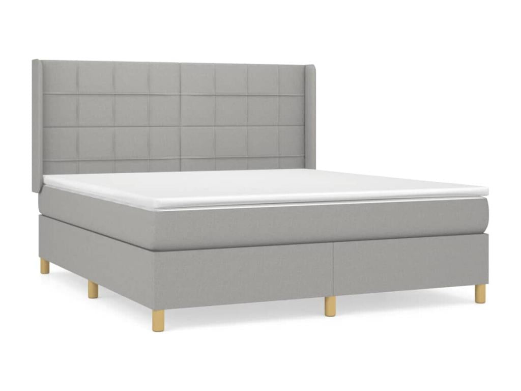 Delimoa bed base with mattress, light grey, 180x200cm, fabric, 23090FVNT