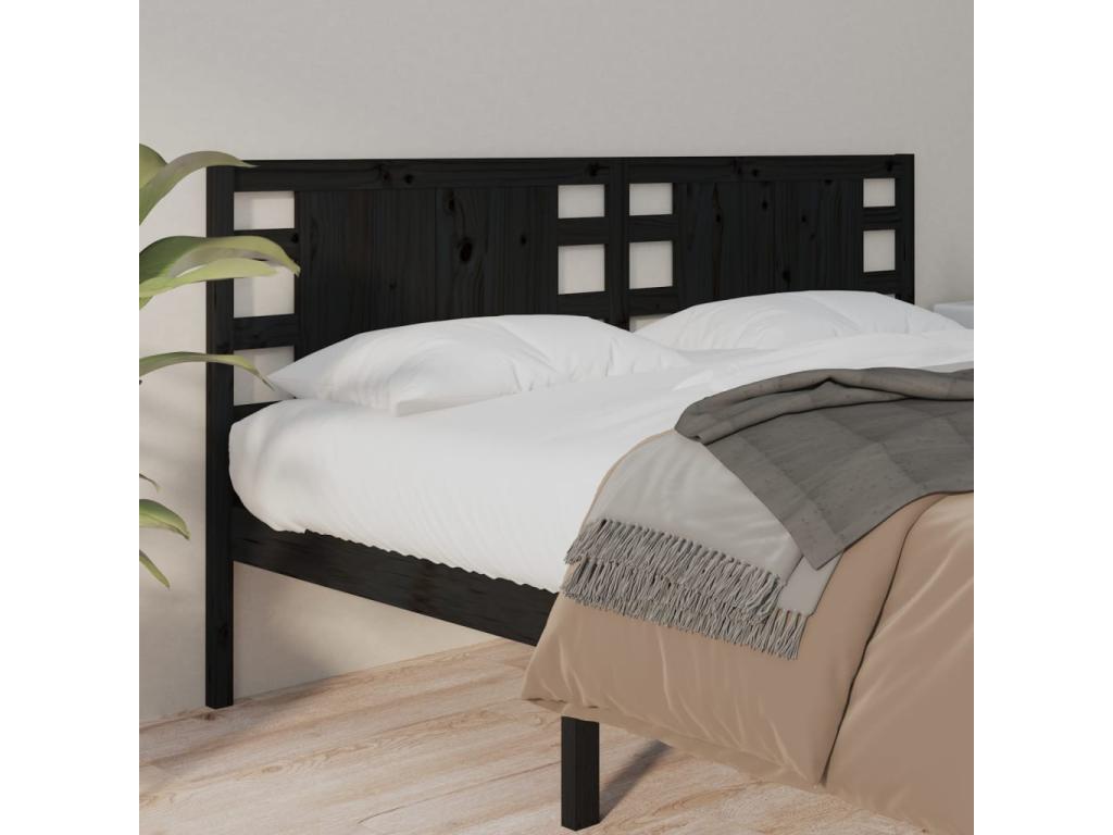 Black Headboard 126x4x100 cm Solid Pine Wood 72443DONC