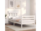 Bed frame with white headboard 90x200 solid wood 76160WXVU