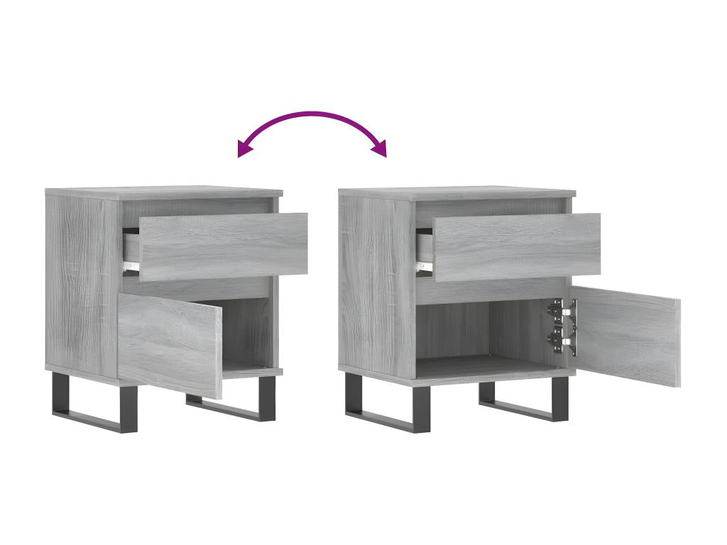 Delimoa 2-piece bedside tables, grey, 40x35x50 cm, engineered wood, 33298LYPB