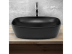 Matte black ceramic countertop washbasin with hand basin waste plug 505x385x140 mm 88728GQAL