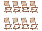 Folding garden chairs, set of 8 with cushions, Bois d'Artanzy 06206BUXR