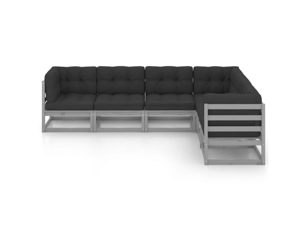 6-piece garden furniture set with cushions, solid pine wood, 92 46197IFNG