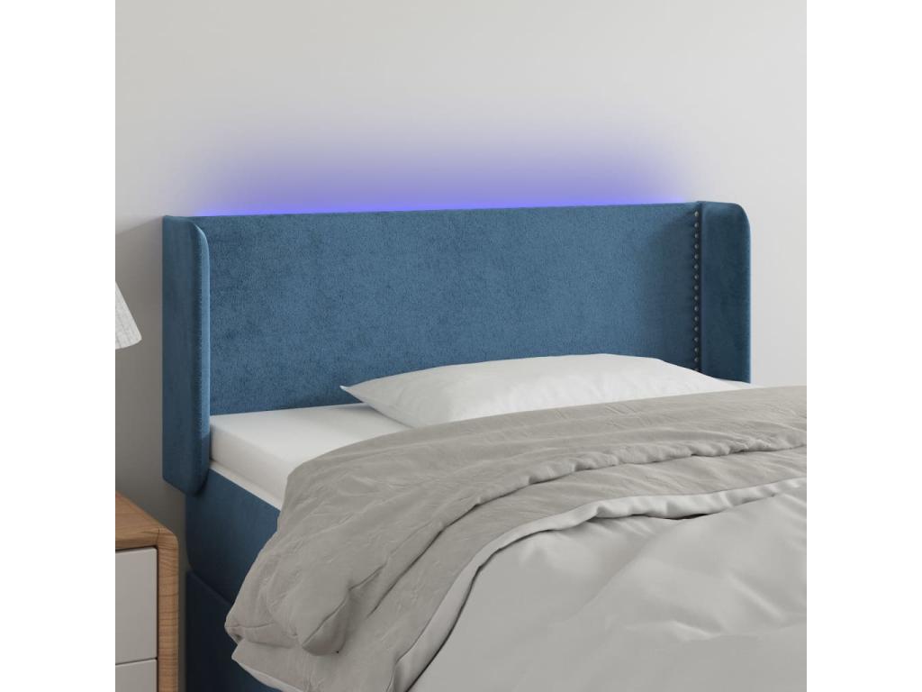 Dark Blue LED Headboard 83x16x78/88 cm Velvet 81794FPUA