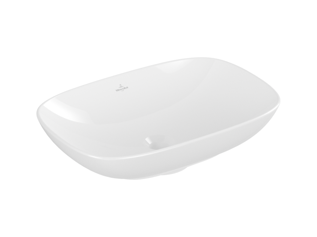 Delimoa &amp; Boch rectangular countertop washbasin, 62x42 cm, Delimoa/Friends, unground, Delimoa white, without overflow, 84738JSUK