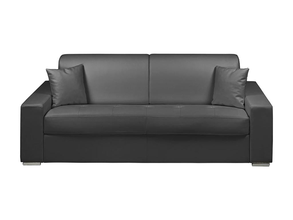 Delimoa 4-seater express convertible sofa in faux leather - Black - Wide 160cm sleeping area - 14cm mattress 57496KRLF