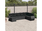 8-piece garden furniture set with cushions, black wicker resin 94923IFGK